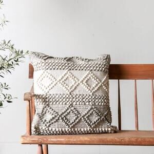 Magnolia Home Joanna Gaines 22” x 22” Wool Cotton Textured Pillow w/ Insert